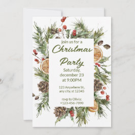 Groen-wit Waterverf kerstfeest Feestdagenkaart