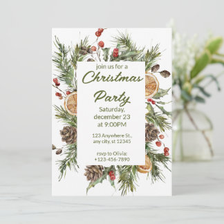 Groen-wit Waterverf kerstfeest Feestdagenkaart