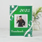 Groen Witte Afstuderen Kaart (Staand voorkant)