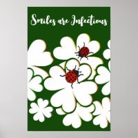 Groen & Witte Blad Lieveheersbeestje Glimlacht is