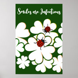 Groen & Witte Blad Lieveheersbeestje Glimlacht is Poster
