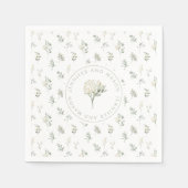 Groen witte bloem bloeit bruiloft papieren servett servet (Voorkant)