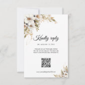 Groen-witte bloemencode QR-code RSVP Kaartje (Voorkant)