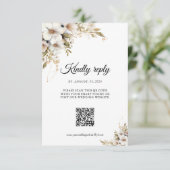 Groen-witte bloemencode QR-code RSVP Kaartje (Staand voorkant)