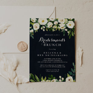 Groen Witte Bloemige Blauwe Bruidsmeisjes Brunch B Kaart