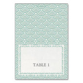 Groen + Witte bruiloft Wave Pattern Place Card Kaart (Voorkant)