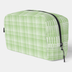 Groen Witte Checker Abstract Patroon Cosmetictas Toilettasje