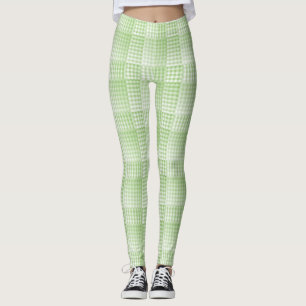 Groen Witte Checker Abstract Patroon Leggings