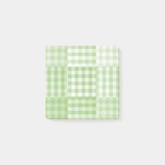 Groen Witte Checker Patchwork Patroon Post-it® Notes (Voorkant)