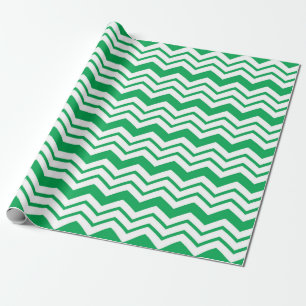 Groen Witte Chevron Zigzag Patroon Ontwerp Cadeaupapier