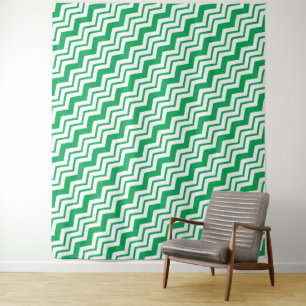 Groen Witte Chevron Zigzag Patroon Ontwerp  Wandkleed