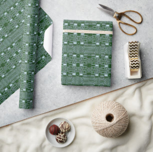 Groen Witte Computerprintplaatlijnen Cadeaupapier