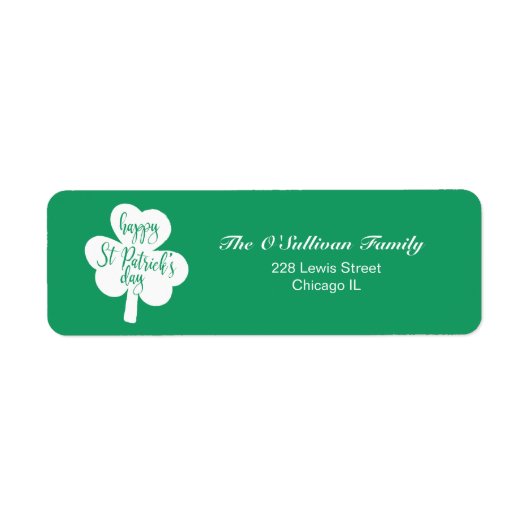 Groen & Witte Gelukkige St. Patrick's Dag Klavertj Etiket (Voorkant)