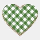 Groen Witte Geruite Glitters Hart Sticker (Voorkant)