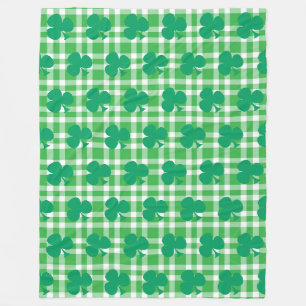 Groen Witte Geruite Klaverpatroon Fleece Deken
