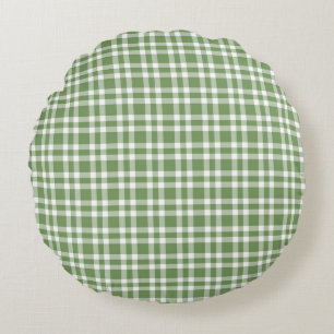 Groen Witte Geruite Patroon Rond Kussen