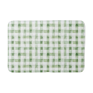 Groen Witte Geruite Strepen Badmat