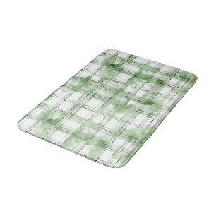 Groen Witte Geruite Strepen Badmat