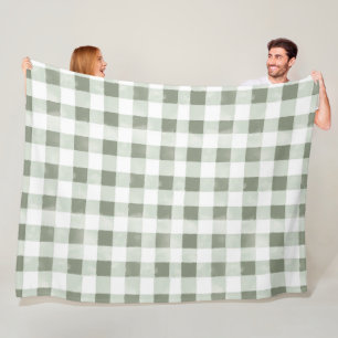 Groen Witte Geruite Strepen   Fleece Deken