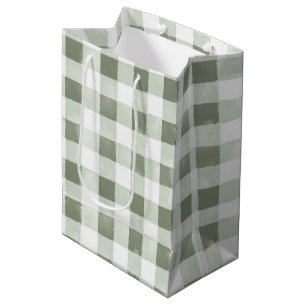 Groen Witte Geruite Strepen Verjaardag Medium Cadeauzakje