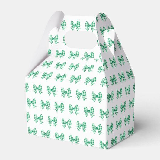 Groen-witte gingham boog patroon bedankdoosjes (Voorkant Zijde)