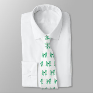 Groen-witte gingham boog patroon stropdas