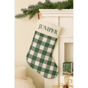 Groen Witte Gingham Kerstmis Kleine Kerstsok