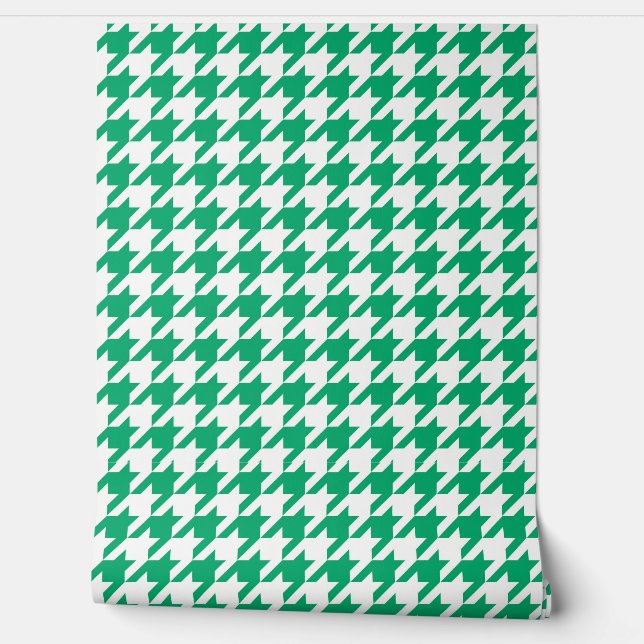 Groen-witte Houndstooth-controle Behang (Afrollen)