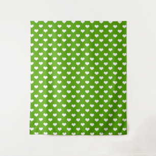 Groen Witte Lieve Harten Ontwerp Wandkleed