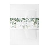 groen | Witte Monogram bruiloft Uitnodigingen Wikkel (Voorkant Voorbeeld)