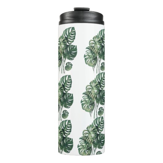 Groen-witte Monstera Tumbler Thermosbeker (Voorkant)