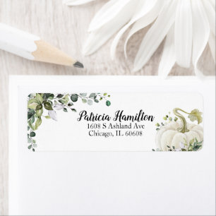 Groen-witte pompoen herfst baby shower etiket