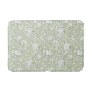 Groen Witte Romantische Bloem  Badmat