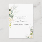 Groen Witte Rozen Bruiloft Details Informatiekaartje (Achterkant)