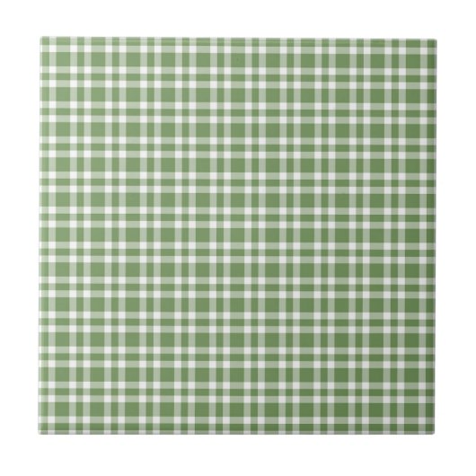 Groen Witte Ruitpatroon Tegeltje (Voorkant)