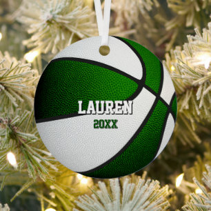 groen witte sport geschenken basketbal metalen ornament