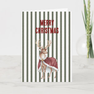 Groen Witte Strepen Herten Rood Witte Kaap Kerstmi Kaart