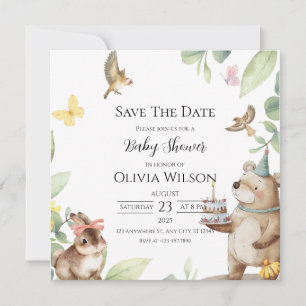 Groen Witte Vogel Baby Shower Save The Date Kaart