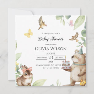 Groen Witte Vogels Baby Shower Uitnodigingskaart