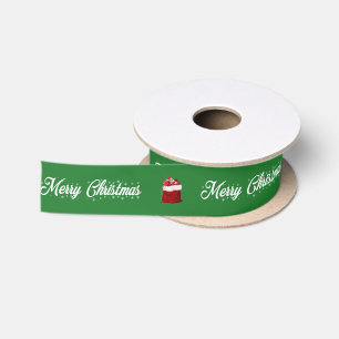 Groen Witte Vrolijk Kerstmis met Kerstman Cadeauba Lint