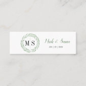 Groen Wreath Monogram Wedding Label (1 x 3 inch) (Voorkant)