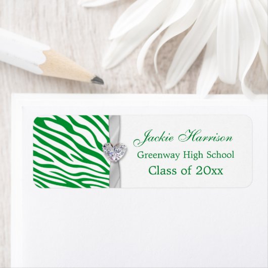 Groen zebrapatroon, lint Afstuderen label (Insitu)