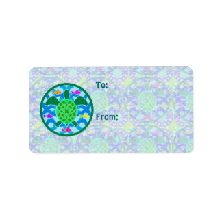 Groen Zee Schildpad Cadeaulabels Etiket