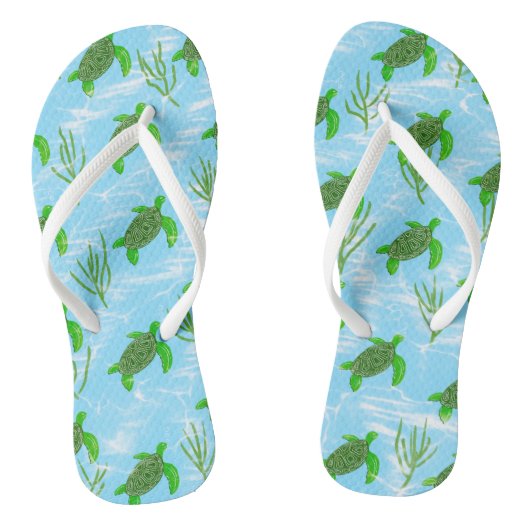 Groen Zee Schildpad Zwemmen op het Ocean Reef Teenslippers (Voetbed)