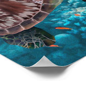 Groen Zee Schroefschildpad nabij koraalrif Poster (Hoek)