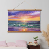 Groen Zee Sunset Painting Hangend Wandkleed (Slaapkamer)