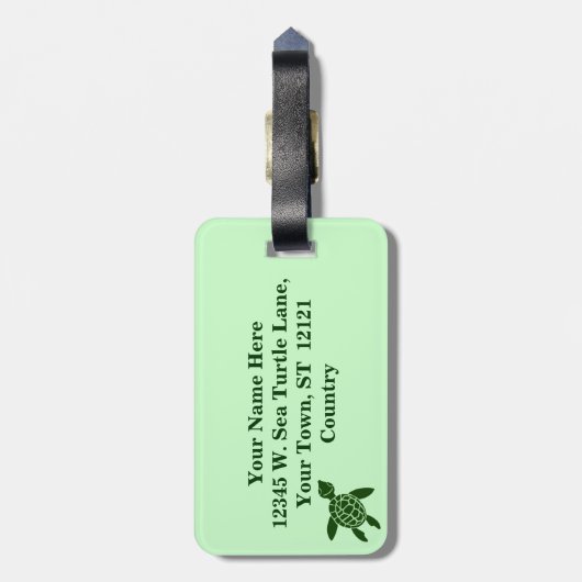 Groen Zee Turtle Animal Patroon Bagagelabel (Achterkant verticaal)