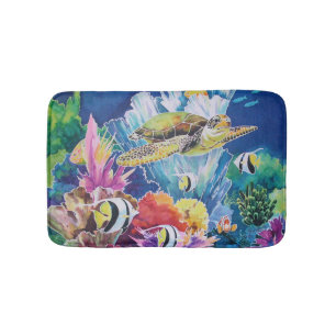 Groen Zee Turtle Bath Mat Tropical Ocean Fish