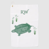 Groen Zee Turtle Monogram Golfhanddoek (Voorkant)