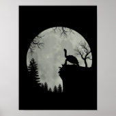 Groen Zee Turtle Ocean Turtle Howling Est Moon Poster (Voorkant)